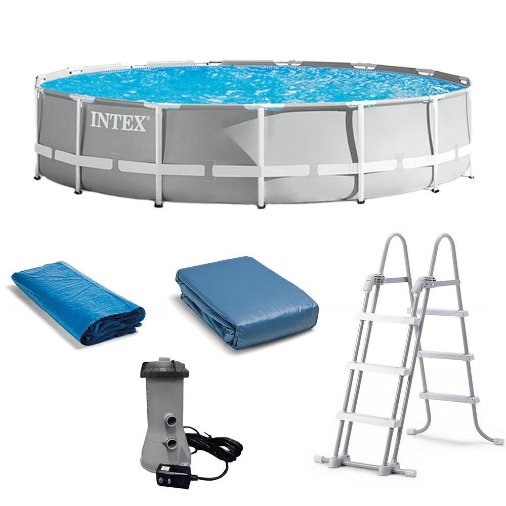 Intex 15ft x 42in Prism Frame Swimming Pool Set with Rechargeable Pool Vacuum - VMInnovations