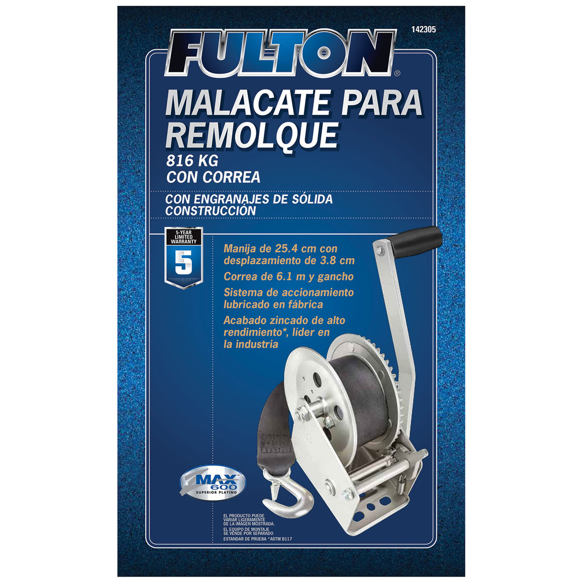 Fulton Single Speed Tow Winch with 20 Inch Strap, 1800LB Capacity (Open Box)