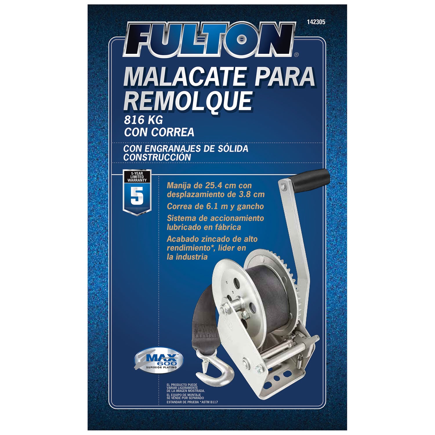 Fulton Single Speed Tow Winch with 20 Inch Strap, 1800 Pound Capacity (Used)