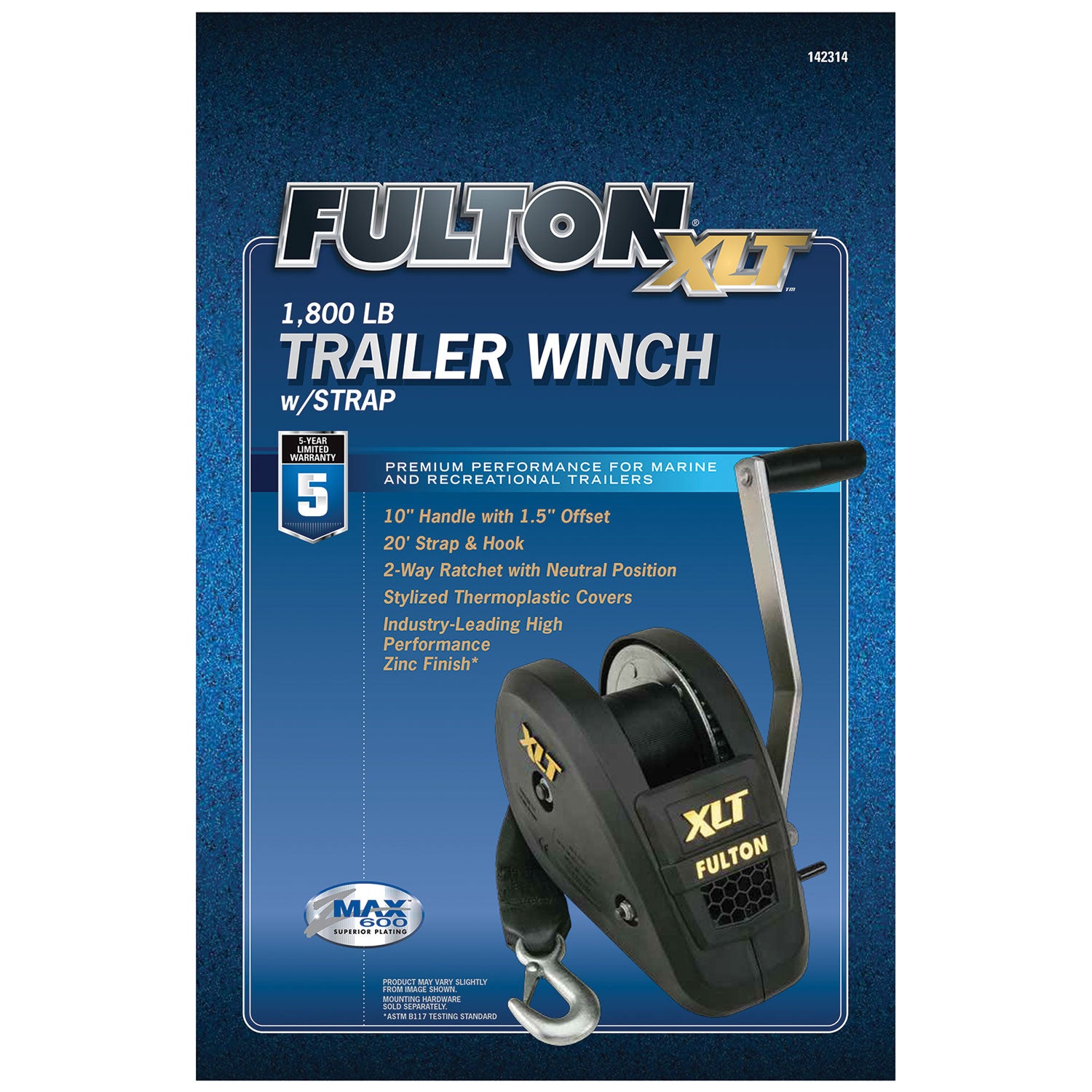 Fulton 142314 Single Speed Trailer Winch with 20 Feet Strap, 1800 Pound Capacity - VMInnovations