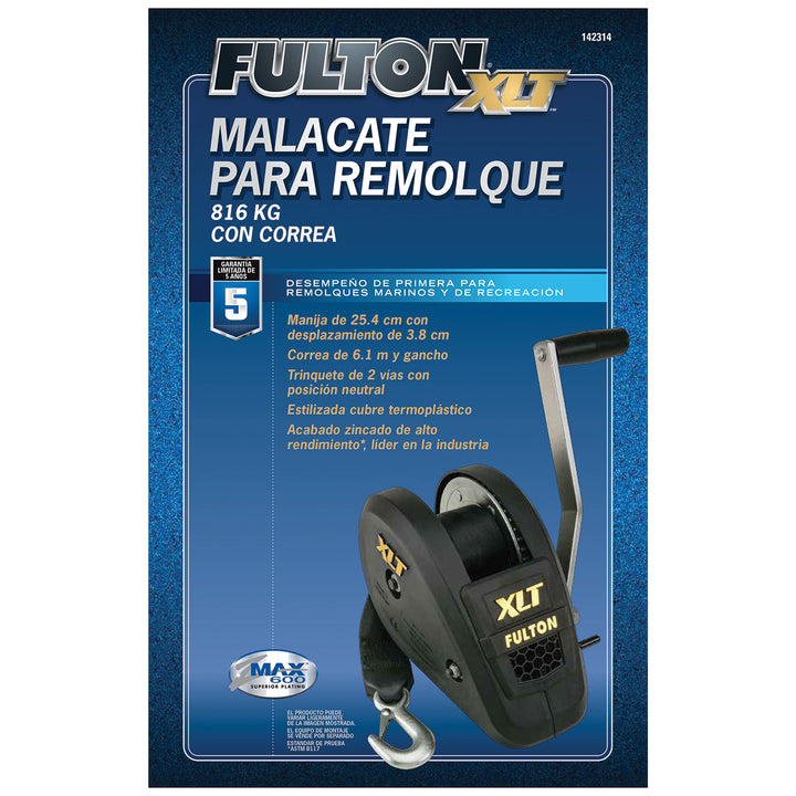 Fulton 142314 Single Speed Trailer Winch with 20 Feet Strap, 1800 Pound Capacity - VMInnovations