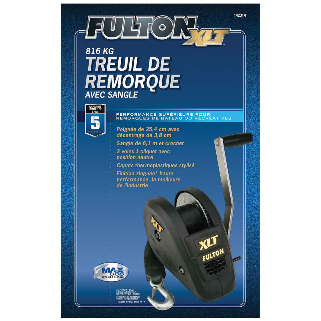 Fulton 142314 Single Speed Trailer Winch with 20 Feet Strap, 1800 Pound Capacity - VMInnovations
