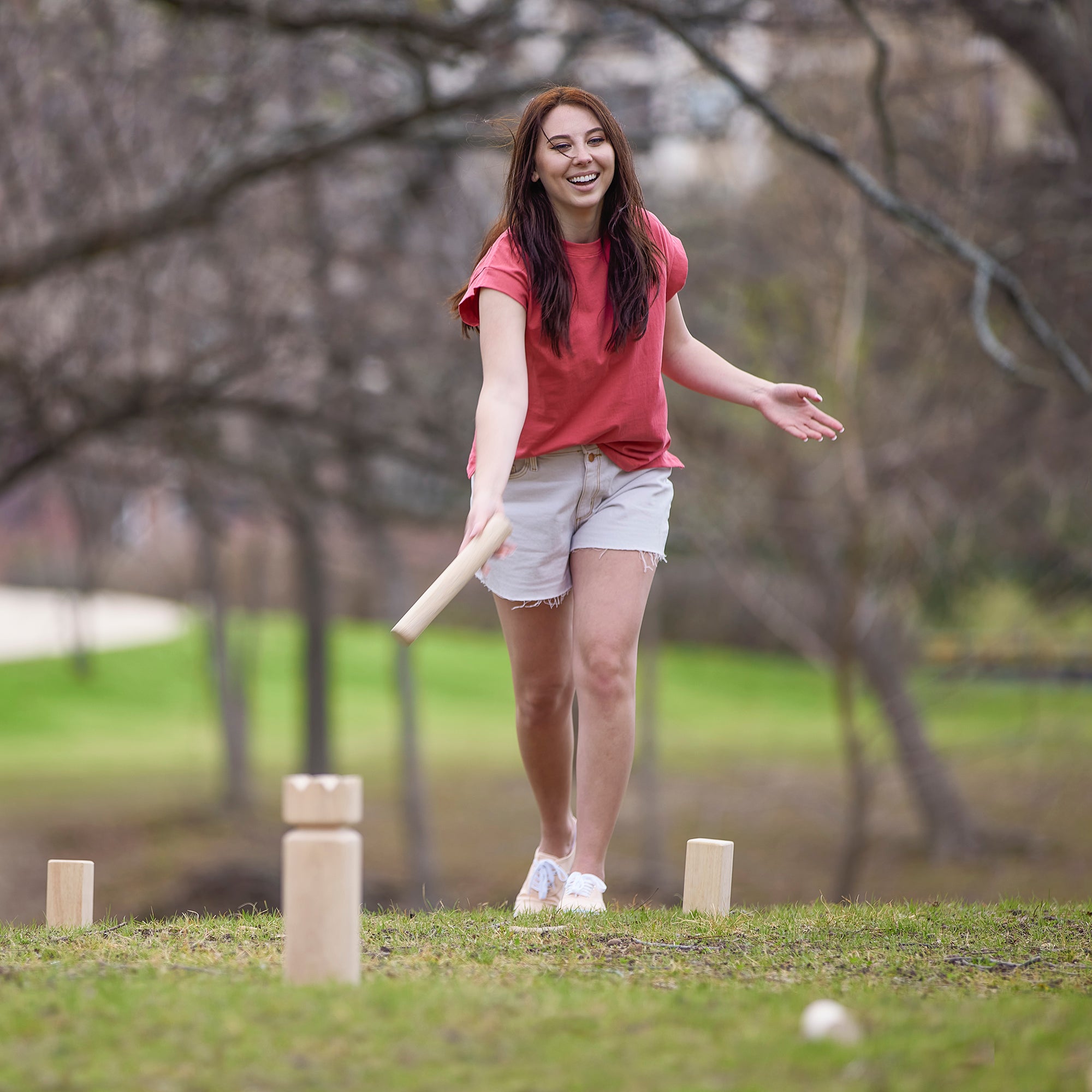 YardGames Kubb Premium Wooden Outdoor Backyard Game Set w/ Carrying Storage Bag - VMInnovations