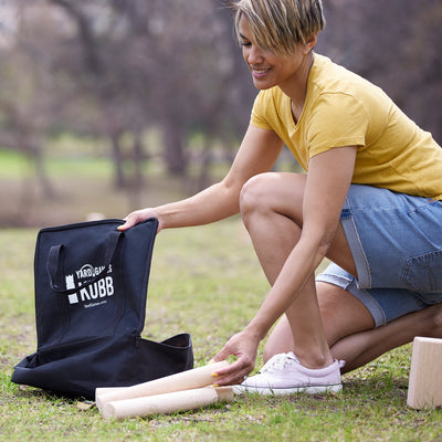YardGames Kubb Premium Wooden Outdoor Backyard Game Set w/ Carrying Storage Bag