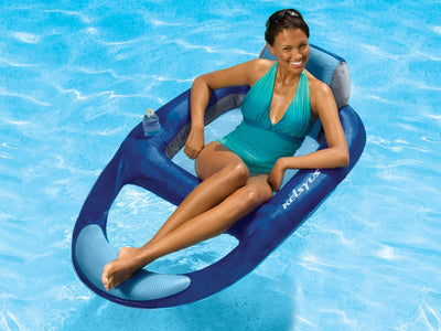 Kelsyus Floating Pool Lounger Inflatable Chair w/ Cup Holder, Blue (6 Pack)