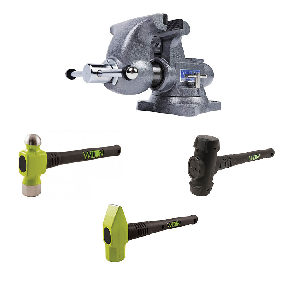 Wilton Tradesman 1765 Steel Anvil Work Vise w/ 3 Piece Steel Hammer Set Kit