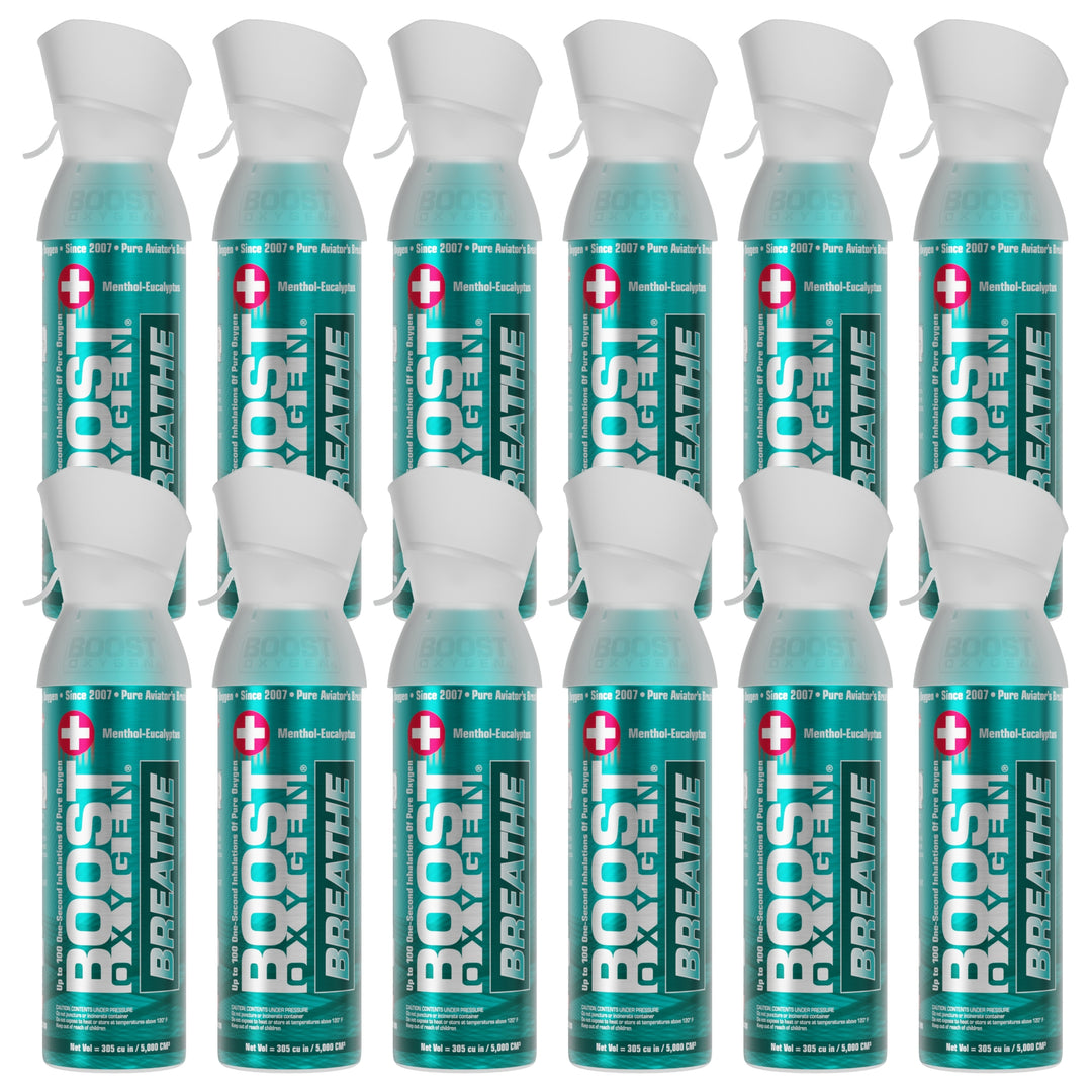 Boost Oxygen Natural Portable 5-Liter Pure Oxygen Canister, Menthol (12 Pack) - VMInnovations