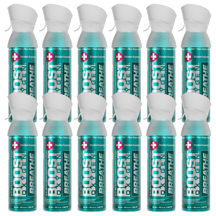 Boost Oxygen Natural Portable 5-Liter Pure Oxygen Canister, Menthol (12 Pack) - VMInnovations