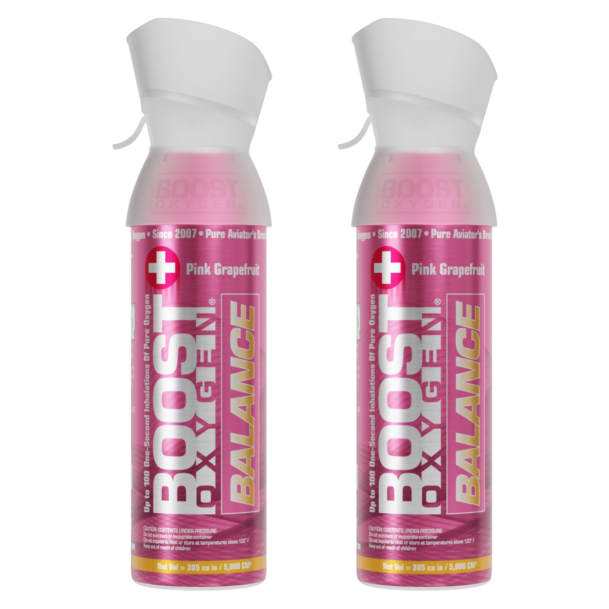 Boost Oxygen Natural 5 Liter Pure Oxygen Canister, Pink Grapefruit (2 Pack) - VMInnovations