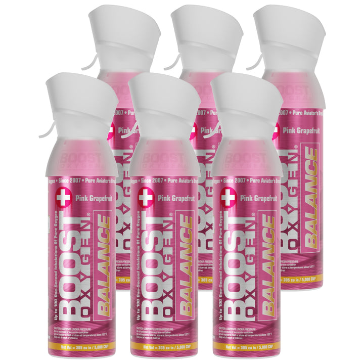 Boost Oxygen Natural 5 Liter Pure Oxygen Canister, Pink Grapefruit (6 Pack) - VMInnovations