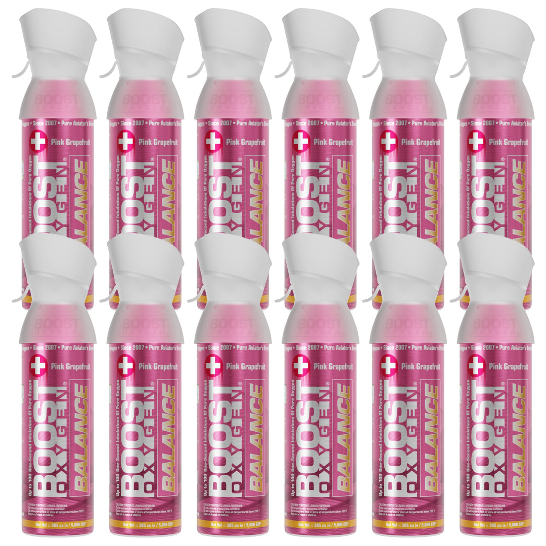 Boost Oxygen Natural 5 Liter Pure Oxygen Canister, Pink Grapefruit (12 Pack) - VMInnovations