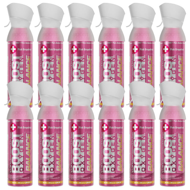 Boost Oxygen Natural 5 Liter Pure Oxygen Canister, Pink Grapefruit (12 Pack) - VMInnovations