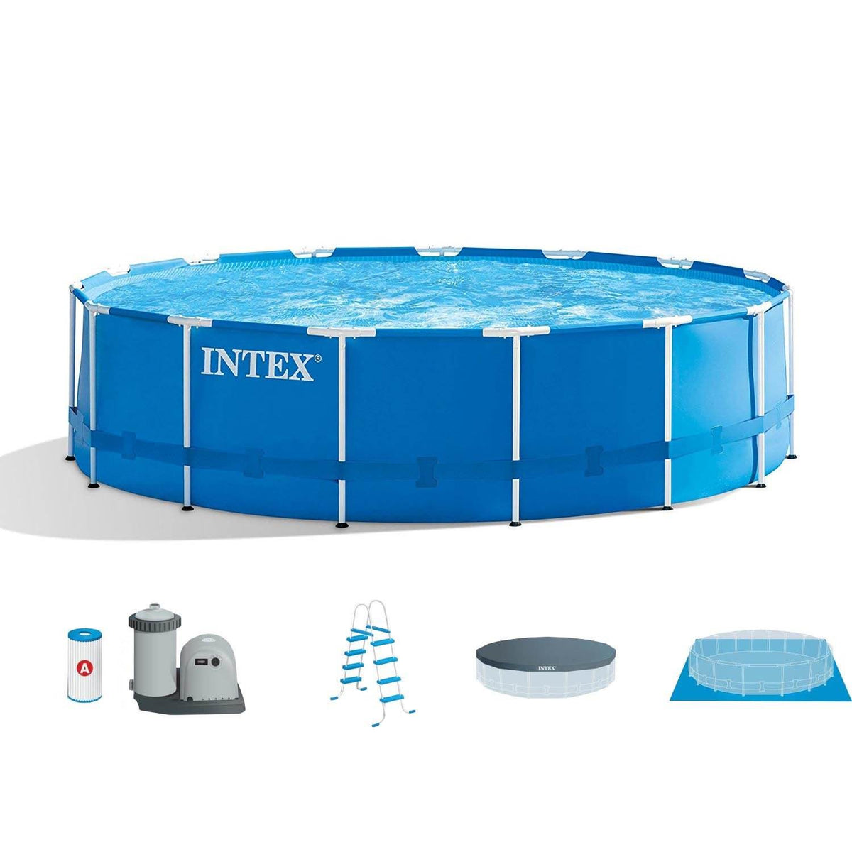 Intex 15ft x 48in Pool Set w/ Cleaning Kit & Natural Chemistry Maintenance Kit