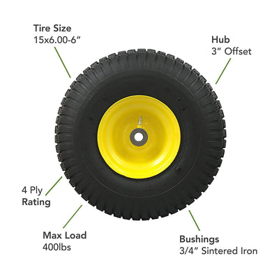 MARASTAR 21427 15.00 x 6.00-6 Inch Turf Saver Front Tire Assembly Replacement