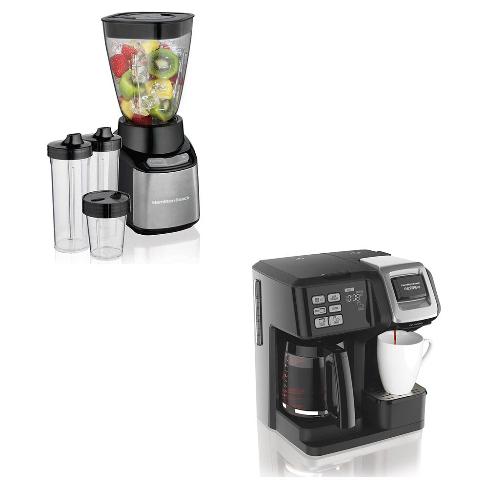 Hamilton FlexBrew Coffee Maker & A 32 Ounce Smoothie Mixer Blender w/ To Go Cups