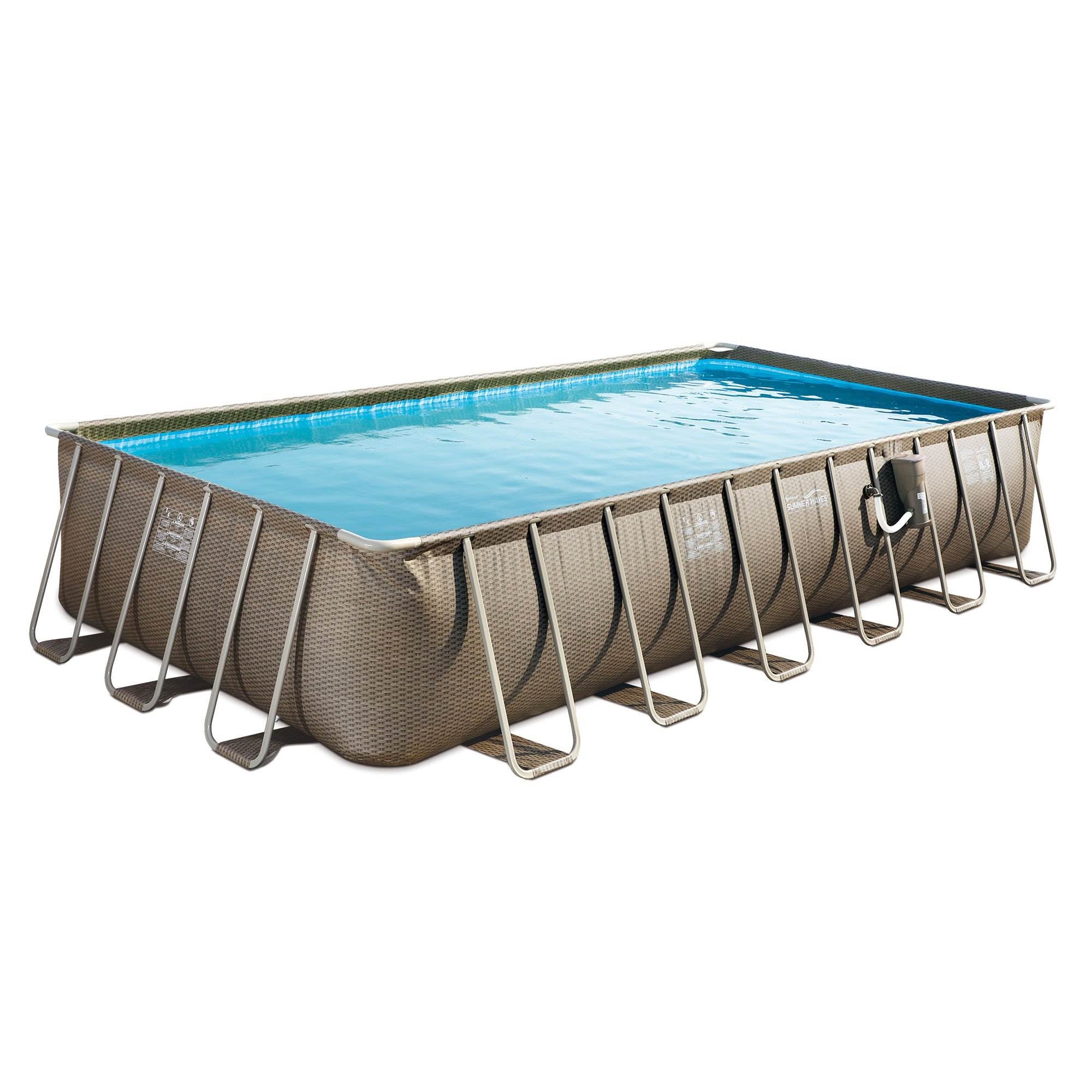 Summer Waves 24ft x 12ft x 52in Above Ground Rectangular Swimming Pool & Vacuum - VMInnovations