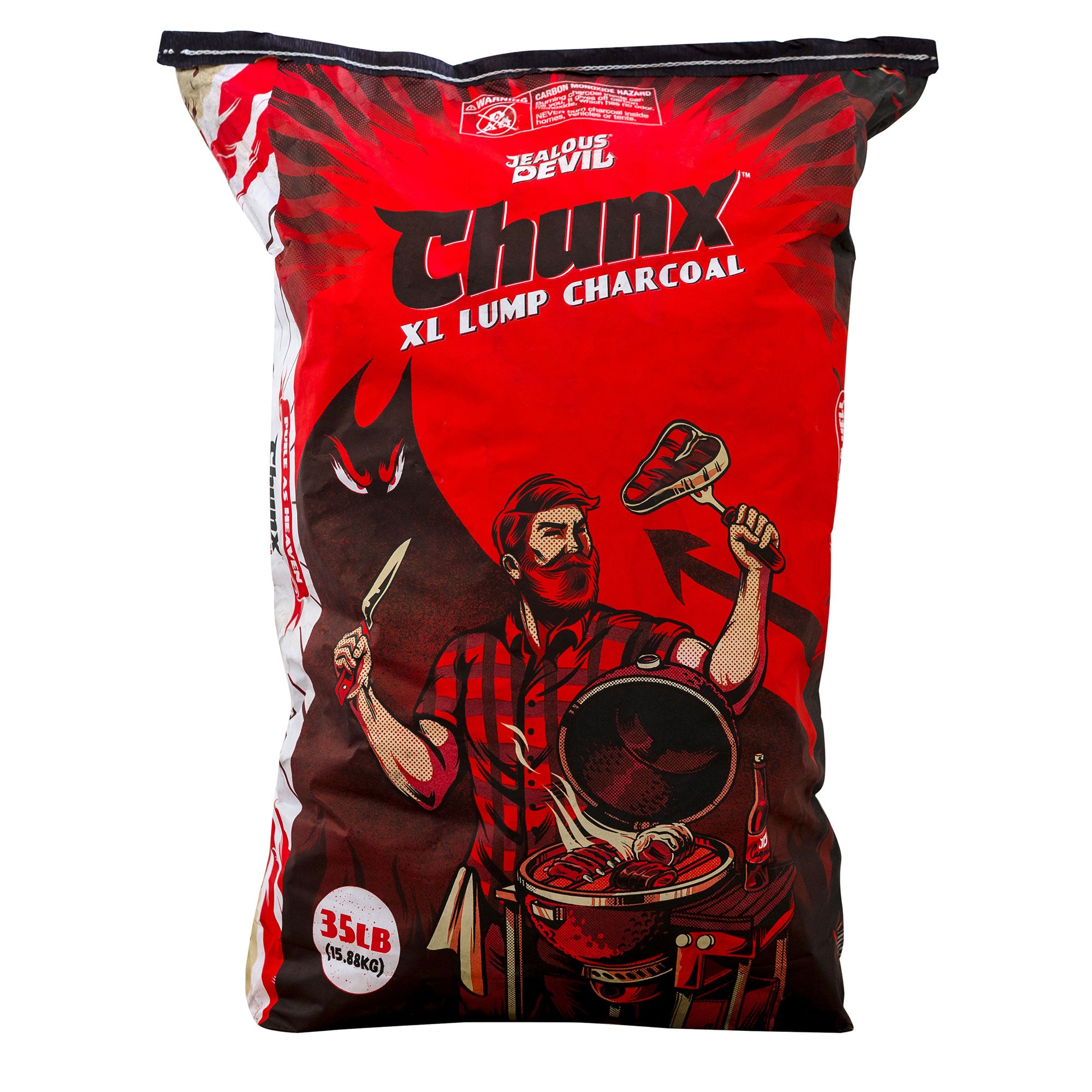 Jealous Devil Natural Hardwood Wood Lump Grill Charcoal, 35 lb Bag, 25 Pack