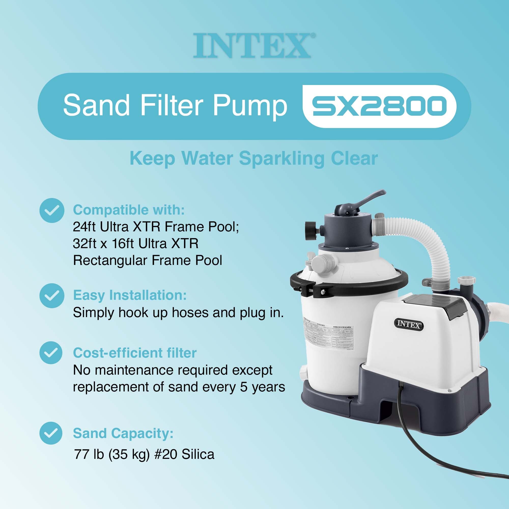 Intex 2800 GPH Above Ground Pool Sand Filter Pump w/Threaded Hose Adapter (Pair) - VMInnovations