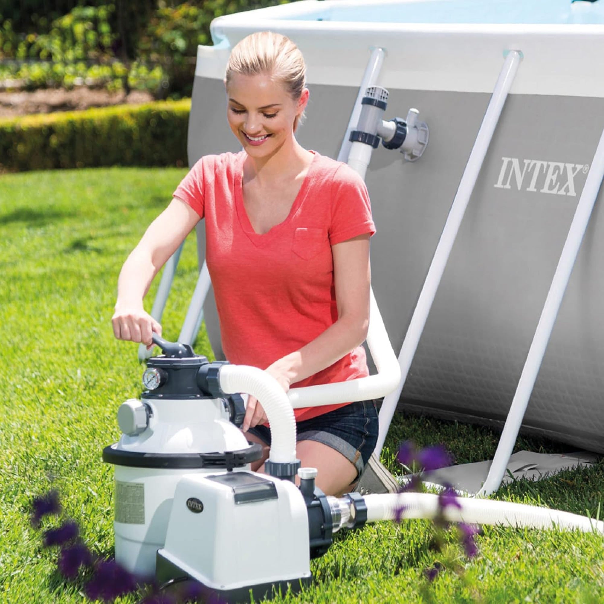 Intex 2800 GPH Above Ground Pool Sand Filter Pump w/Threaded Hose Adapter (Pair) - VMInnovations