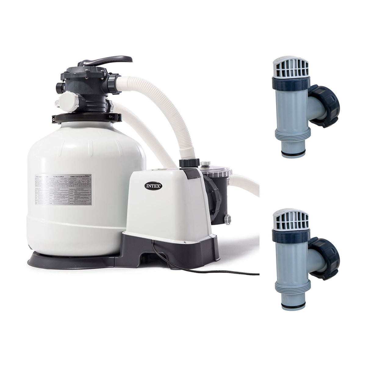 Intex 3000 GPH Sand Filter Pump & Plunger Valves (2 Pack) for Above Ground Pools - VMInnovations