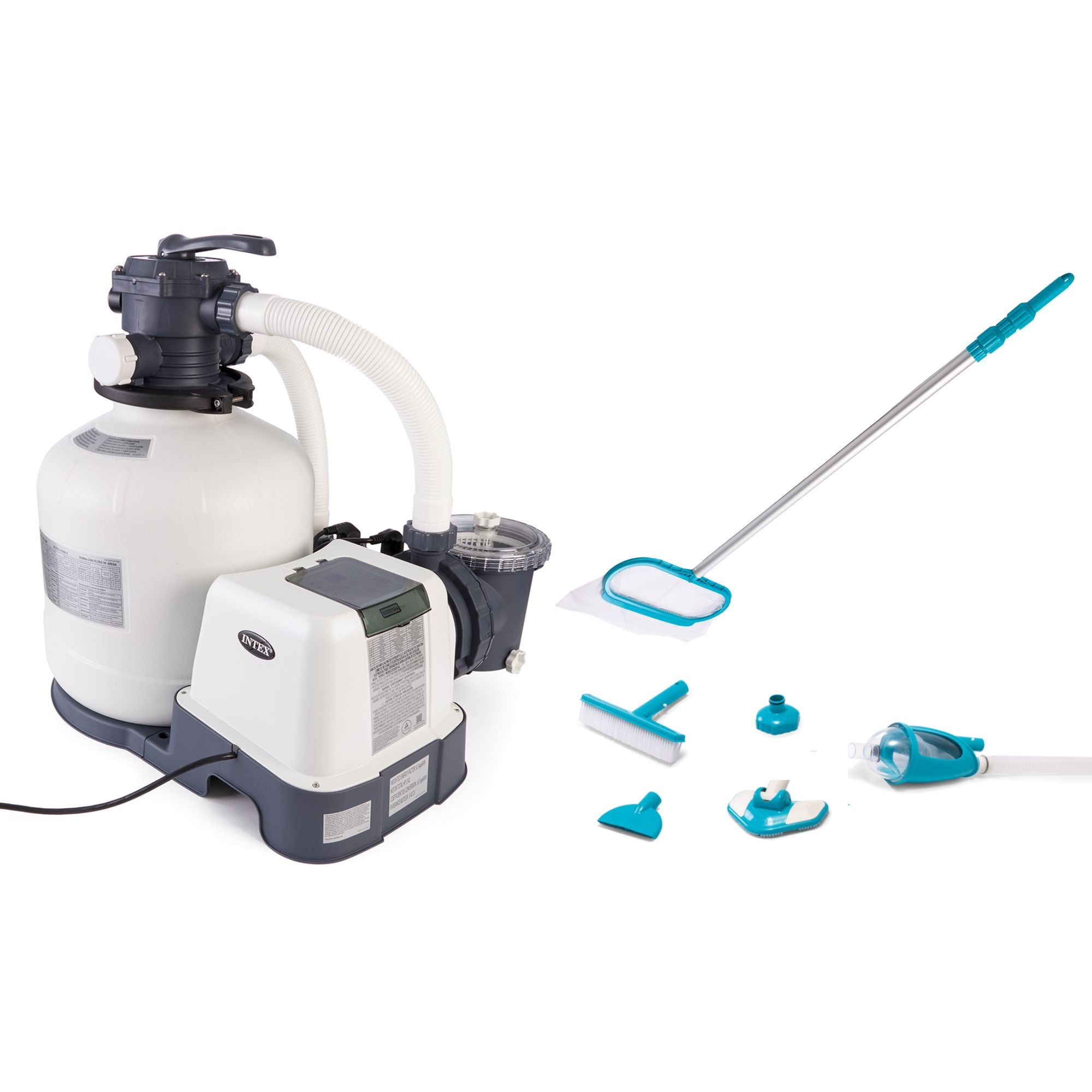 Intex 3000 GPH Sand Filter Pump & Deluxe Maintenance Kit for Above Ground Pools