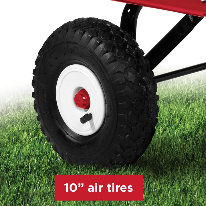 Radio Flyer Full Size All Terrain Classic Steel and Wood Pull Along Wagon, Red - VMInnovations