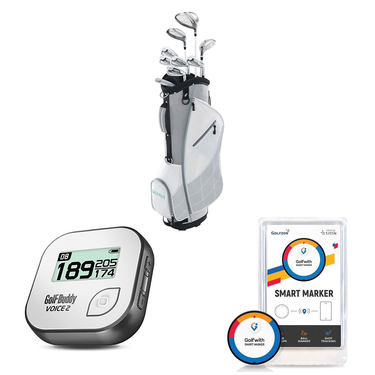 Wilson Women's Golf Clubs + Golf Buddy GPS Range Finder + Golfwith Smart Marker