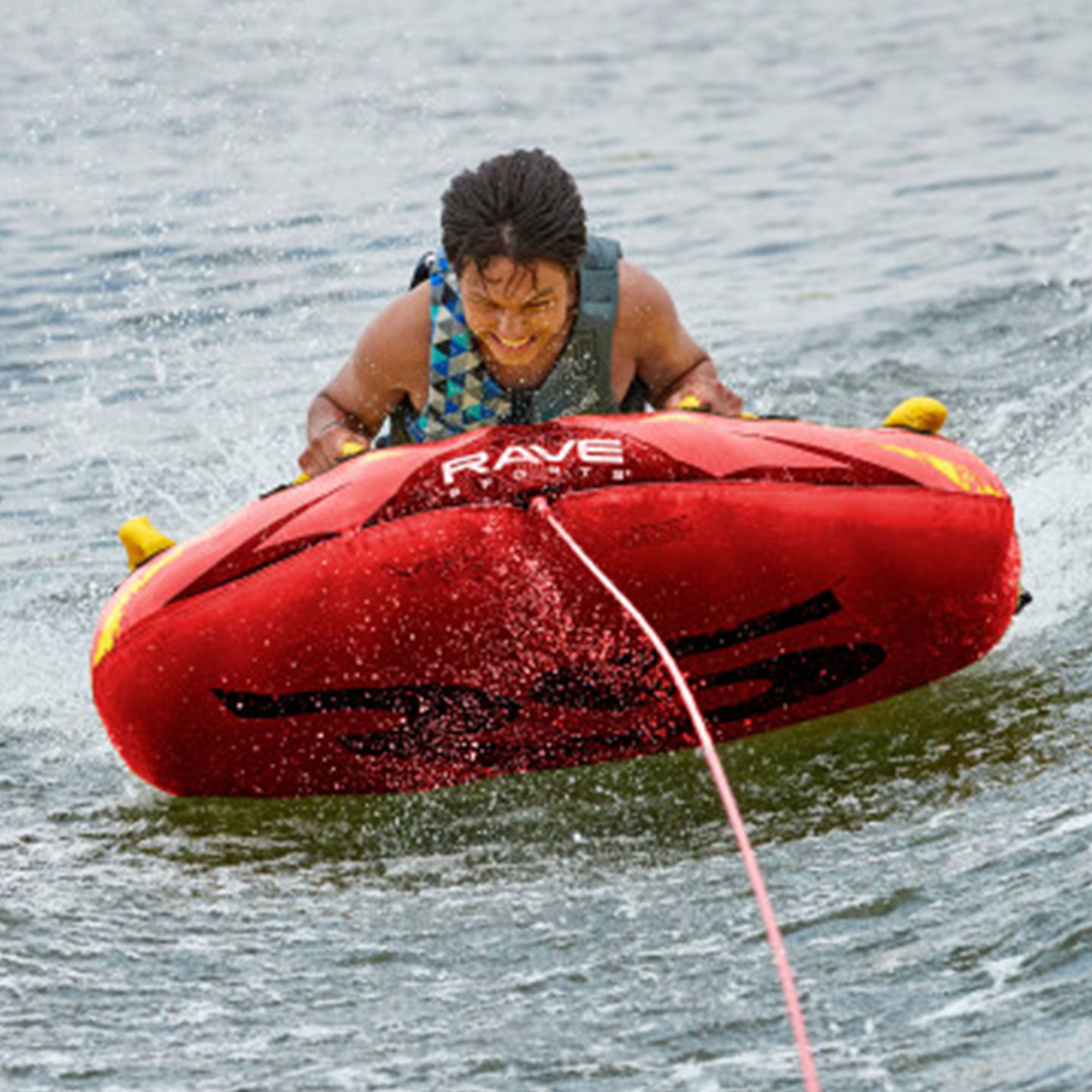 RAVE Sports Ripper 2 Rider Nylon Inflatable Towable Boat Floats, Red (2 Pack) - VMInnovations