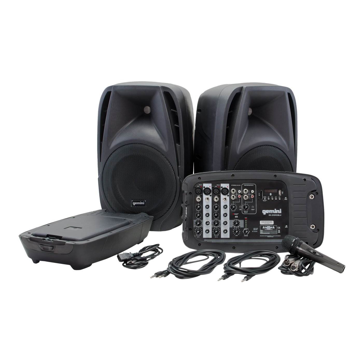 Gemini ES-210MXBLU Portable 10 Inch Passive Powered PA Speaker System w/ Mic