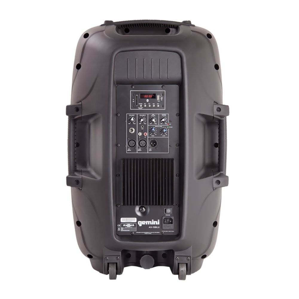Gemini AS-15BLU Portable 15 Inch Active Powered Bluetooth PA Loudspeaker Speaker