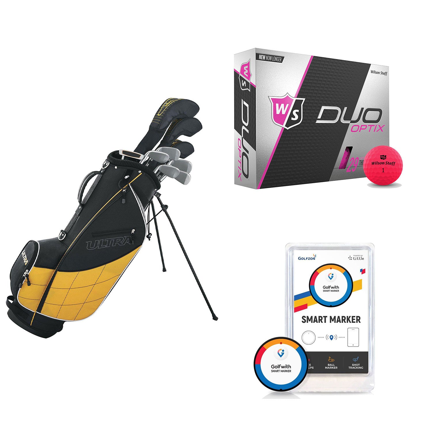 Wilson Men's Right-Hand Golf Club Set + Golf Balls + Golf Shot Distance Tracker