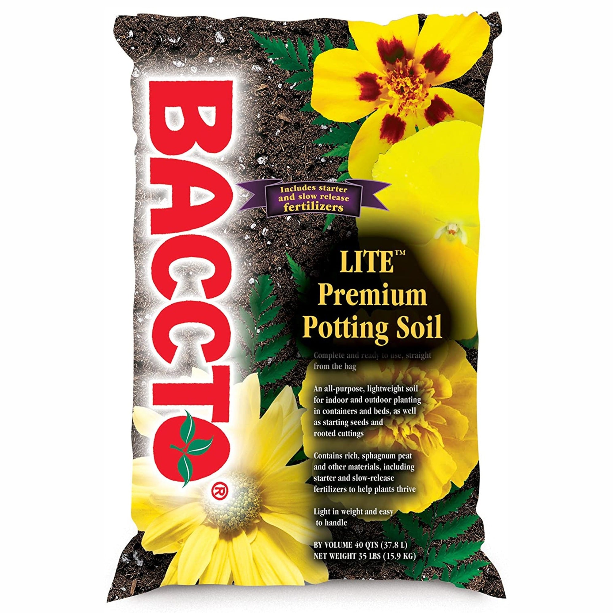 Michigan Peat Baccto Lite Premium Indoor Outdoor Potting Soil, 40 Quart, 50 Pack