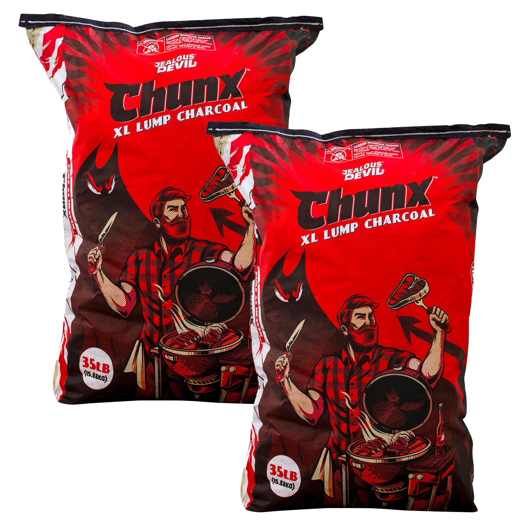 Jealous Devil 100 Percent Natural Hardwood Lump Grill Charcoal, 35 LBS (2 Pack)