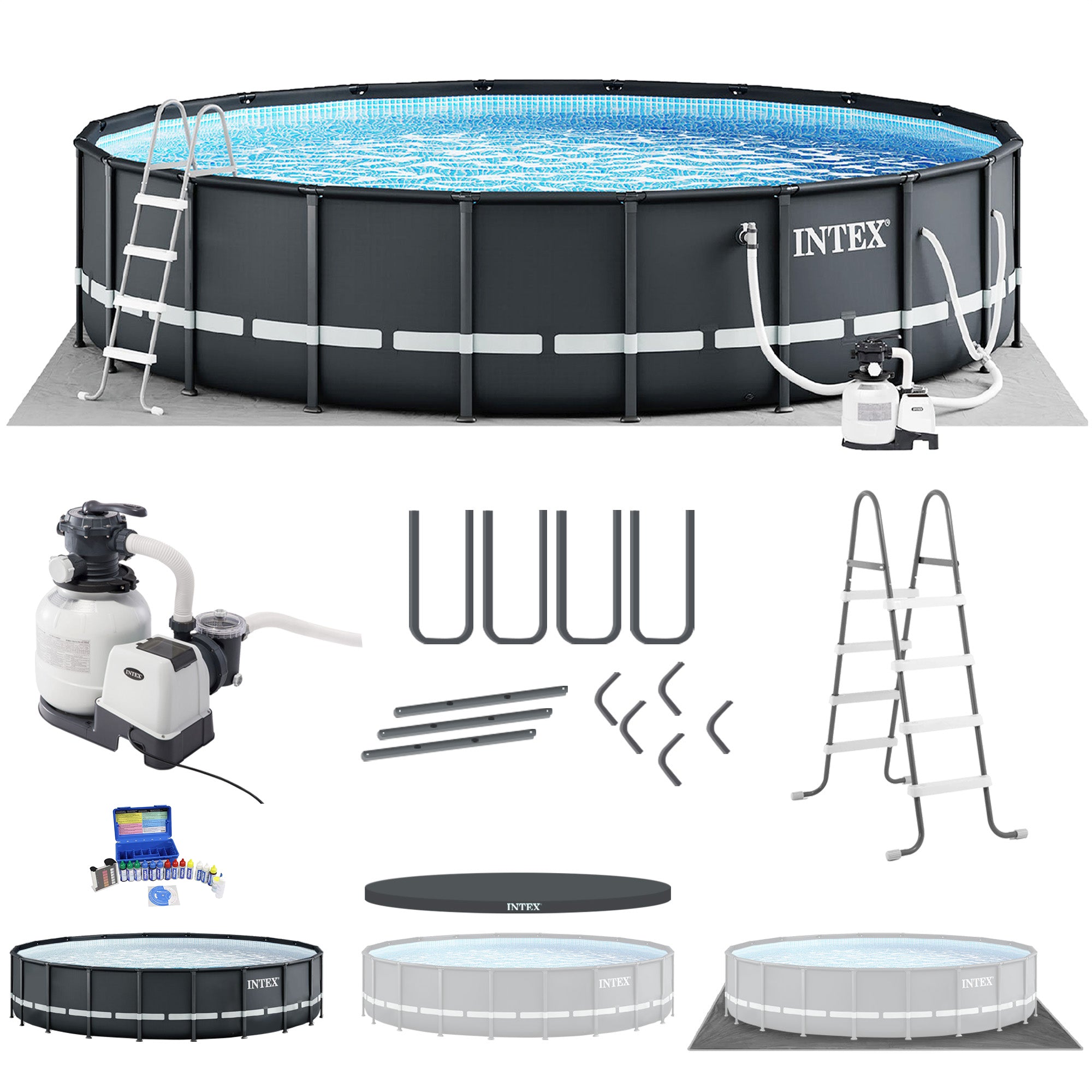 Intex 20ft x 48in Ultra XTR Round Frame Above Ground Pool Set & Water Test Kit