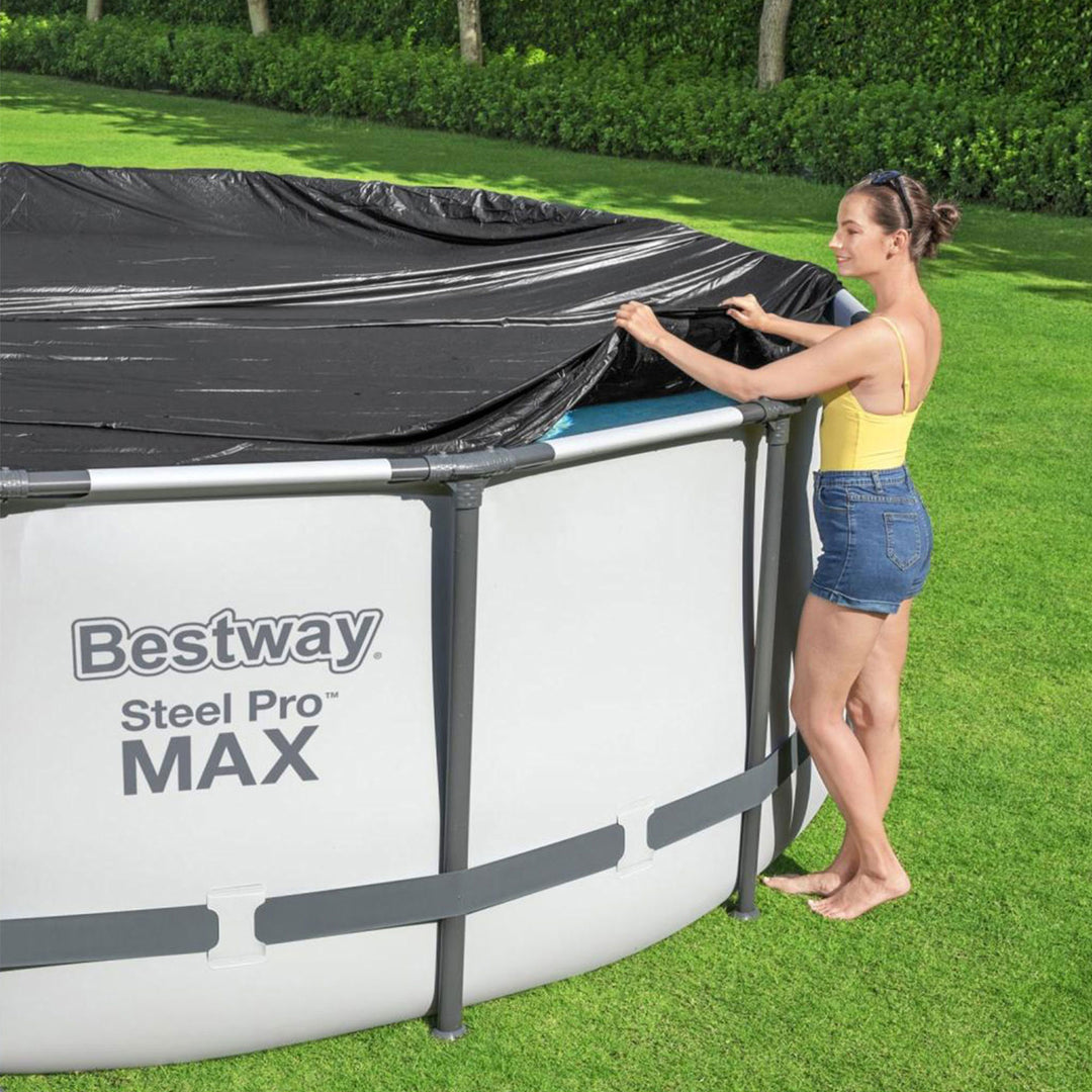 Bestway Flowclear Round 15' Pool Cover for Above Ground Frame Pools (Cover Only) - VMInnovations