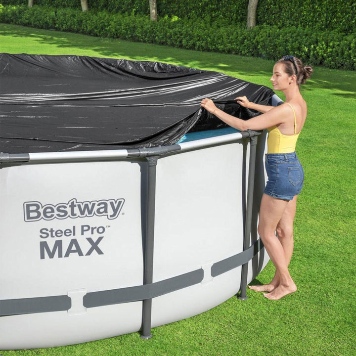 Bestway Flowclear Round 15' Pool Cover for Above Ground Frame Pools (Cover Only) - VMInnovations