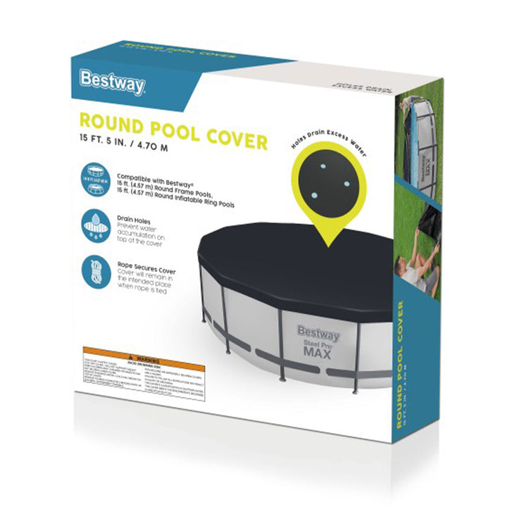 Bestway Flowclear Round 15' Pool Cover for Above Ground Frame Pools (Cover Only) - VMInnovations