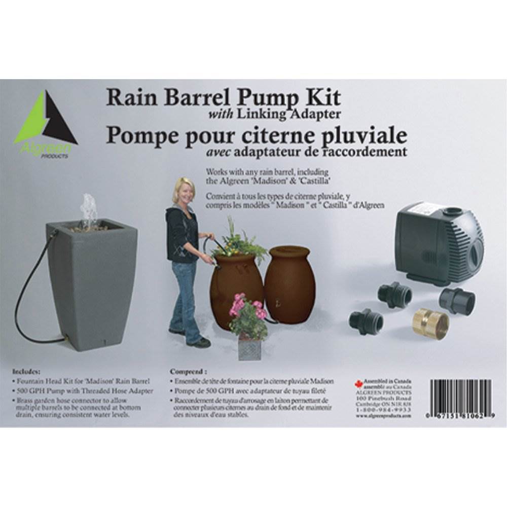 Algreen 500GPH Watering System Pump + 50 Gallon Rain Water Collection Barrel - VMInnovations
