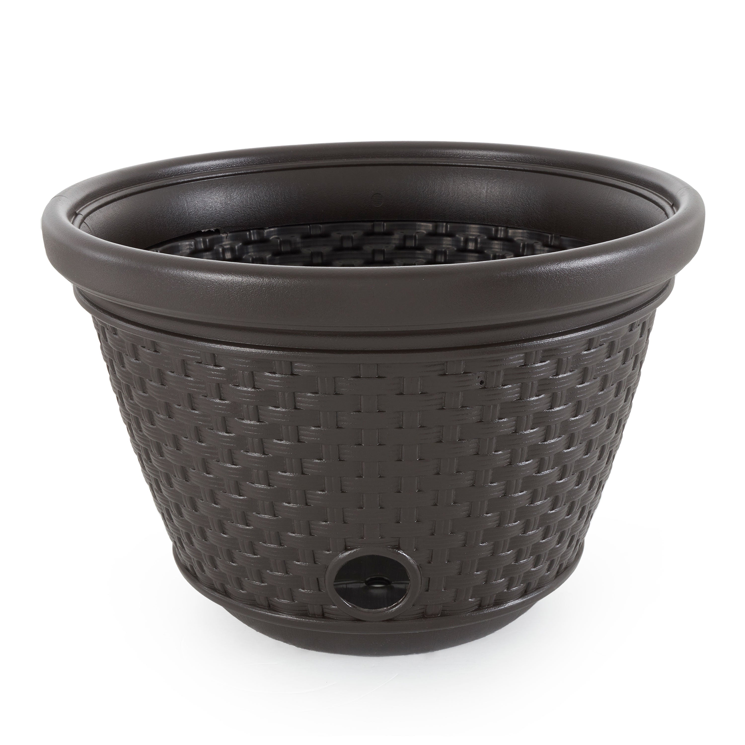 Suncast 100 Foot Resin Wicker Garden Water Hose Storage Holder Pot (2 Pack) - VMInnovations