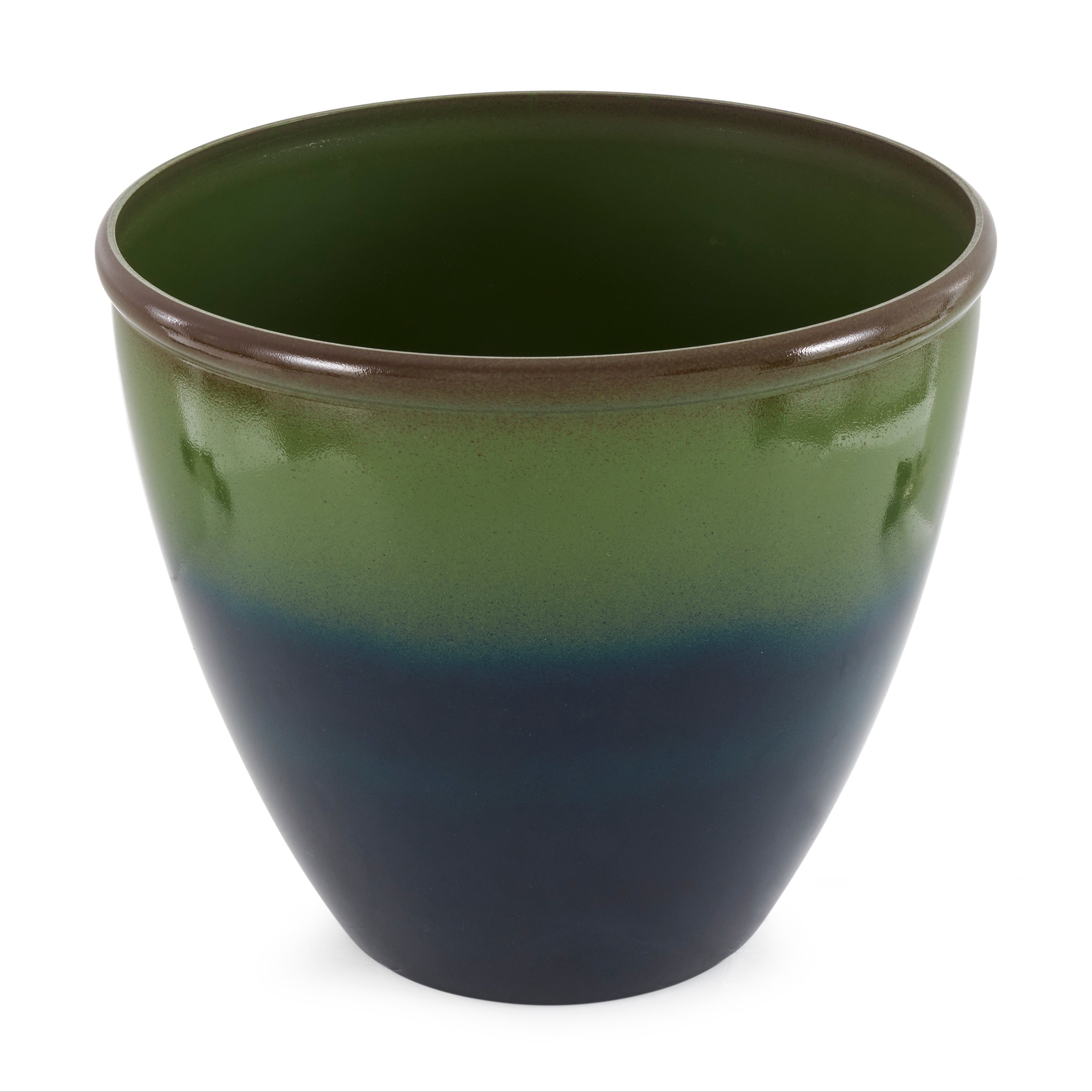 Suncast Seneca 16" Ombre Resin Plant Flower Planter Pot, Green/Blue (Open Box)