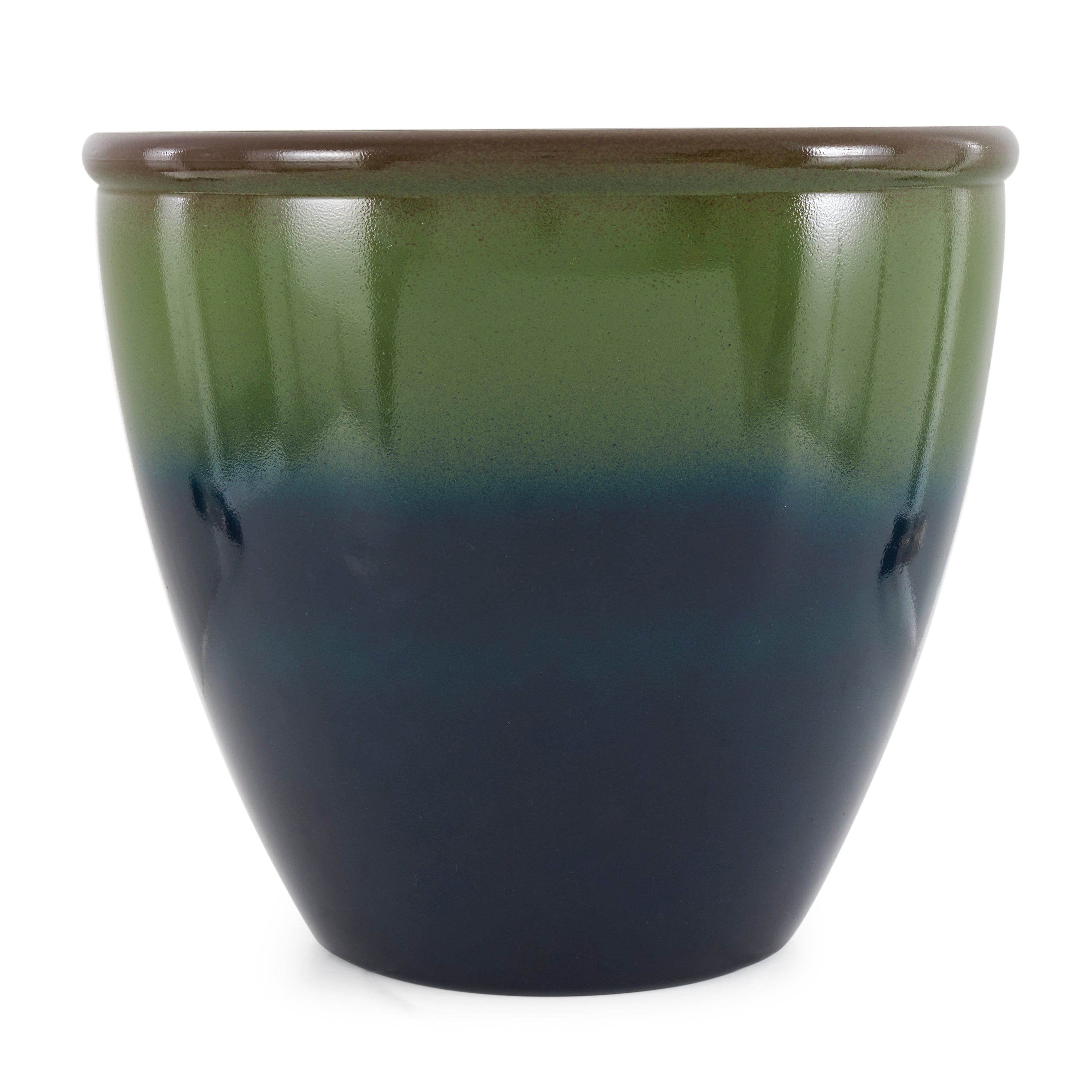 Suncast Seneca 16" Ombre Resin Plant Flower Planter Pot, Green/Blue (Open Box)