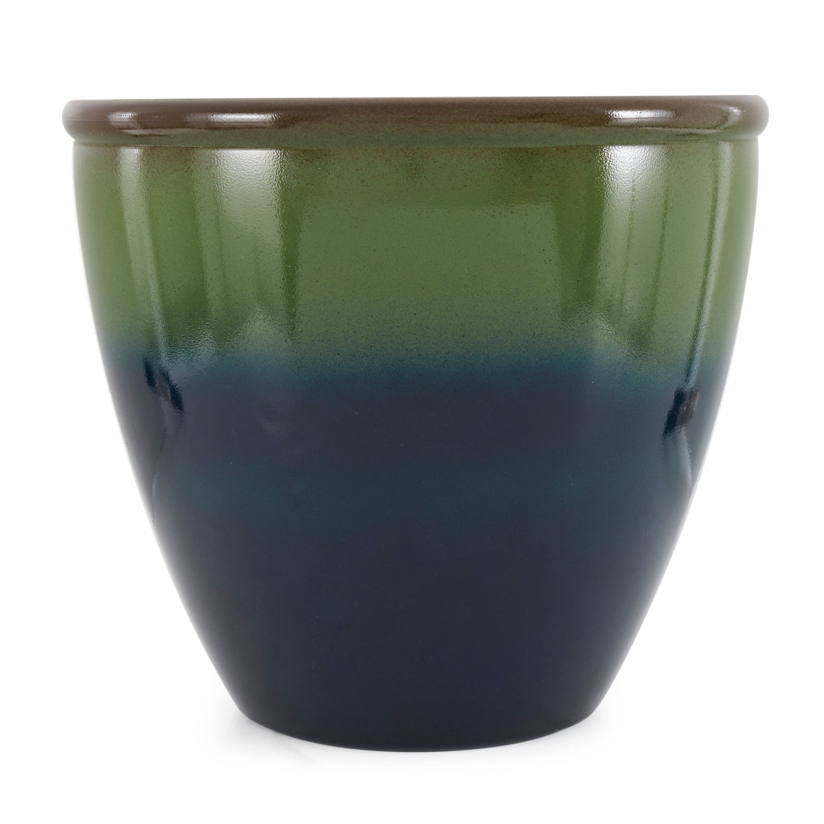 Suncast Seneca 16" Ombre Resin Plant Flower Planter Pot, Green/Blue (Used)