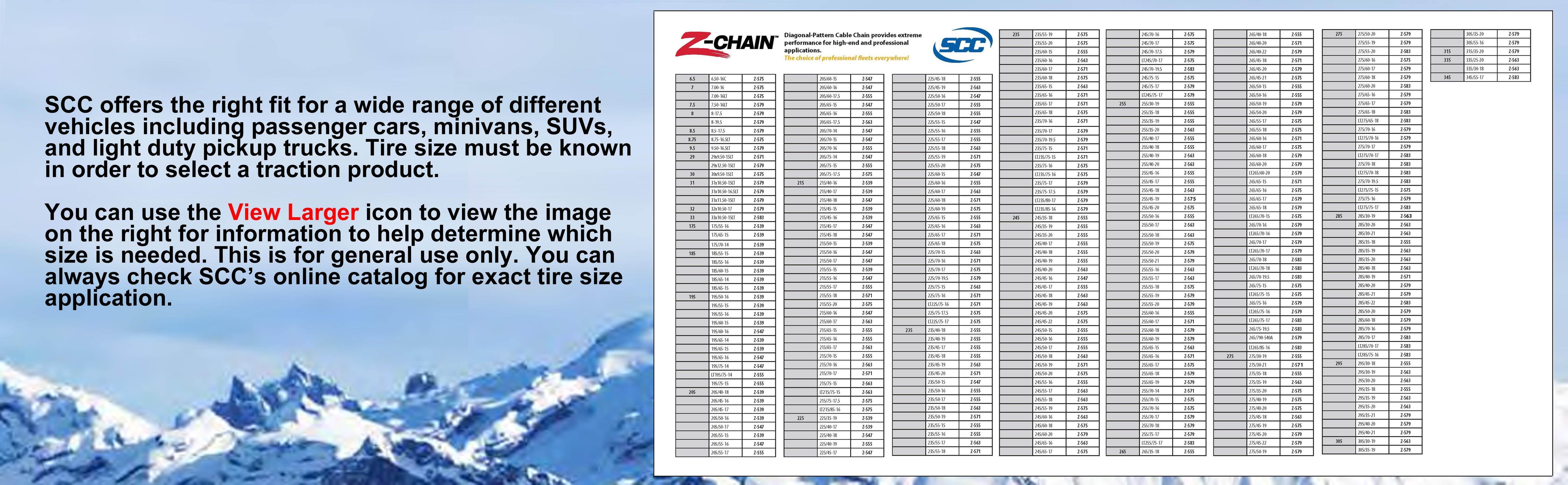 Security Chain Z575 Z Chain Passenger Car Truck Snow Traction Tire Chain, 4 Pack