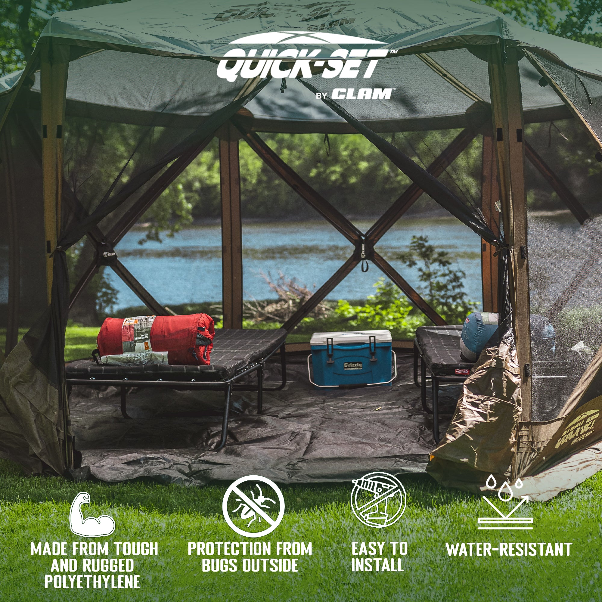 CLAM 150x150 In Floor Tarp Cover for Quick-Set Shelter, Floor Only (For Parts)