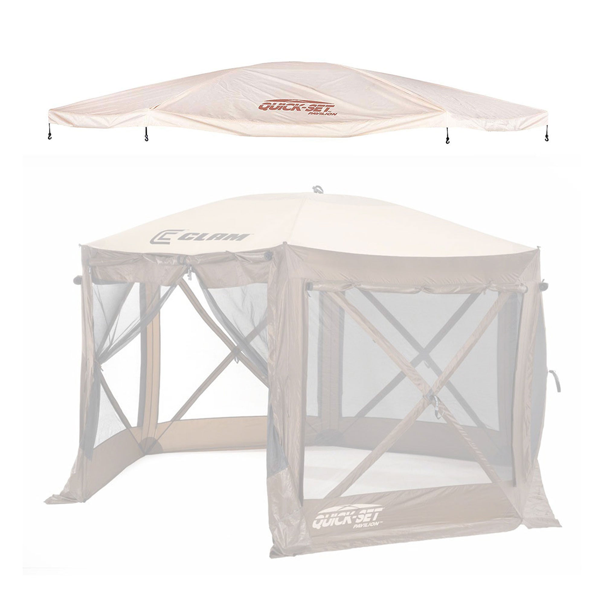 Clam Quick Set Pavilion Screened Gazebo Canopy Tent Rain Fly Tarp, Tan (Used) - VMInnovations