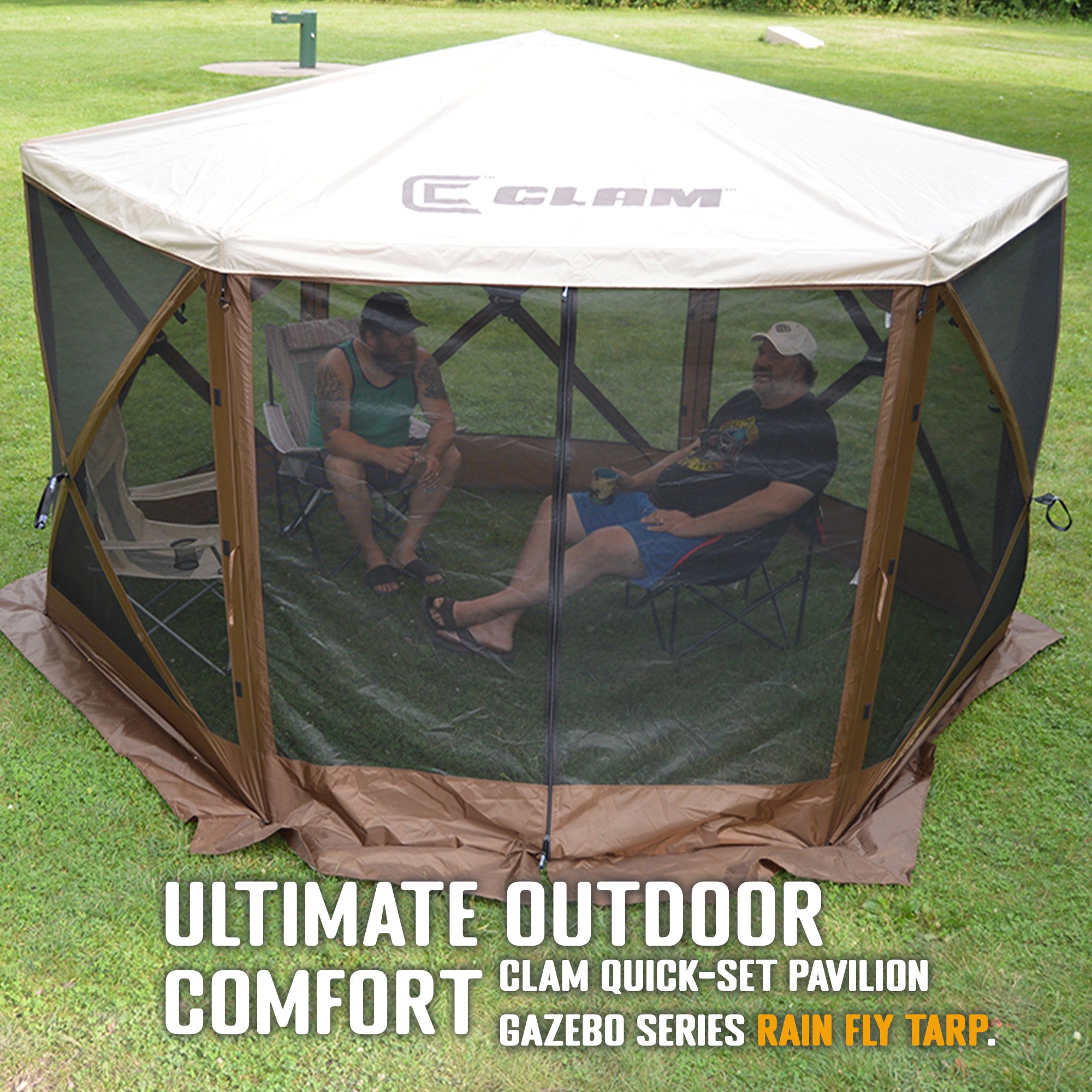 Clam Quick Set Pavilion Screened Gazebo Canopy Tent Rain Fly Tarp, Tan (Used) - VMInnovations