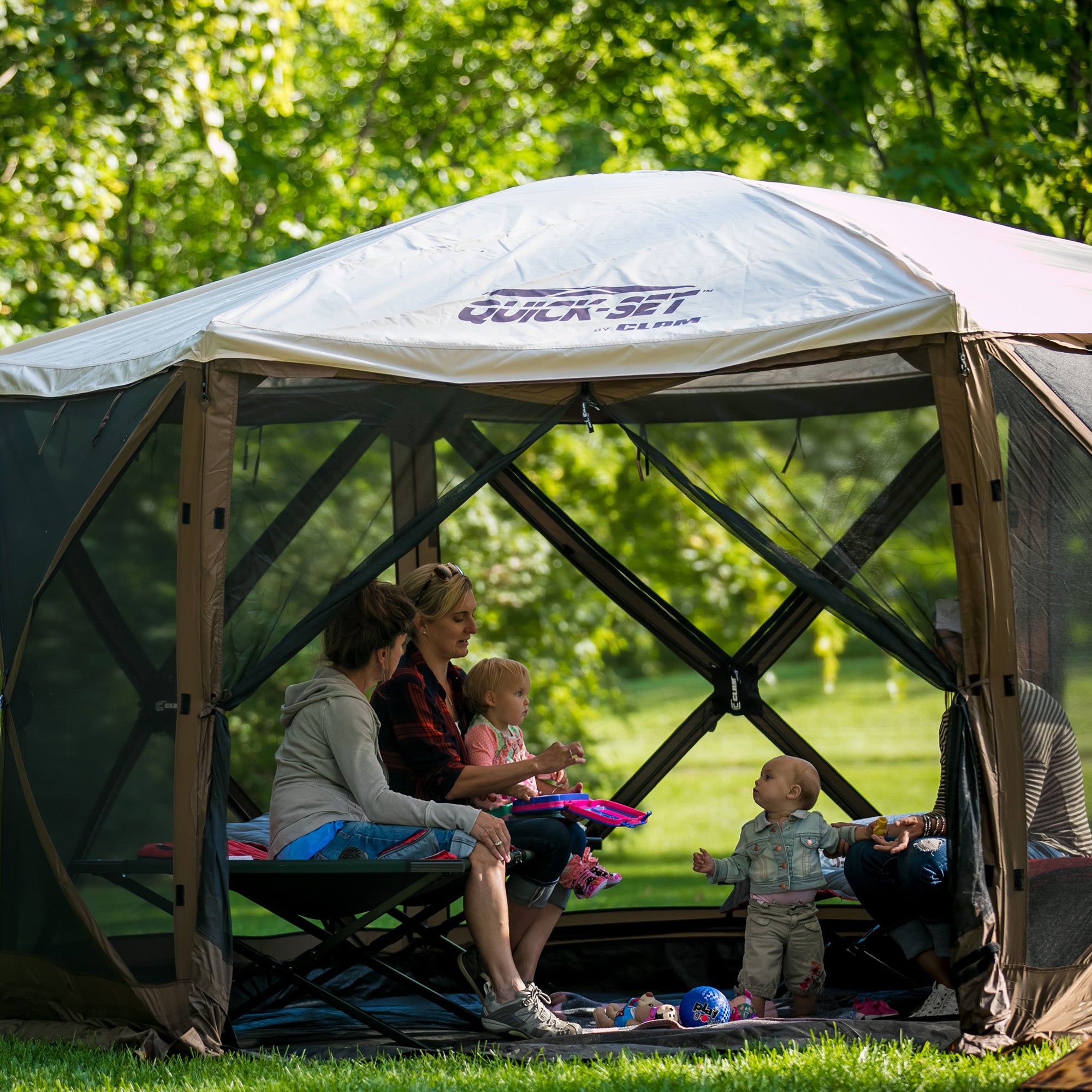 CLAM Quick-Set Pavilion Screened Canopy Rain Fly Tarp, Cover Only, Tan(Open Box) - VMInnovations