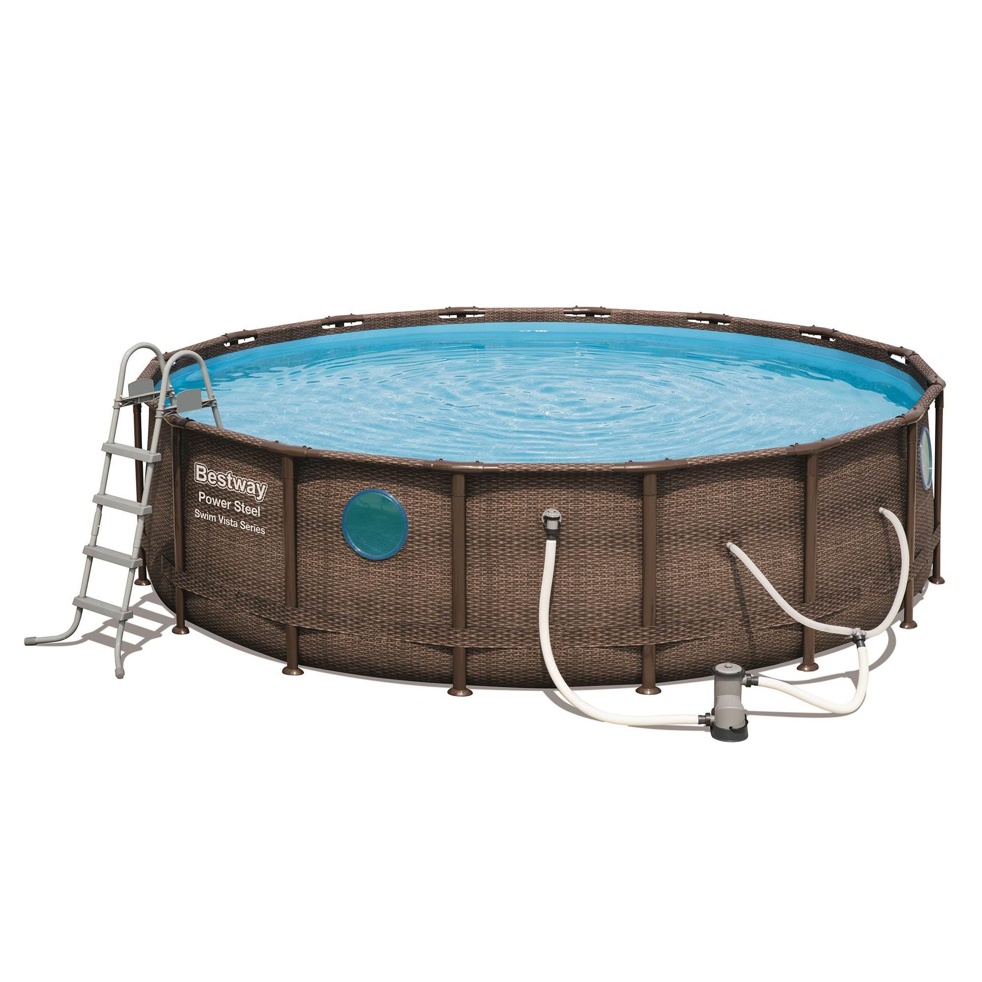 Bestway 16ft x 16ft x 48in Power Steel Swim Vista Pool Set with Cartridge Filter - VMInnovations