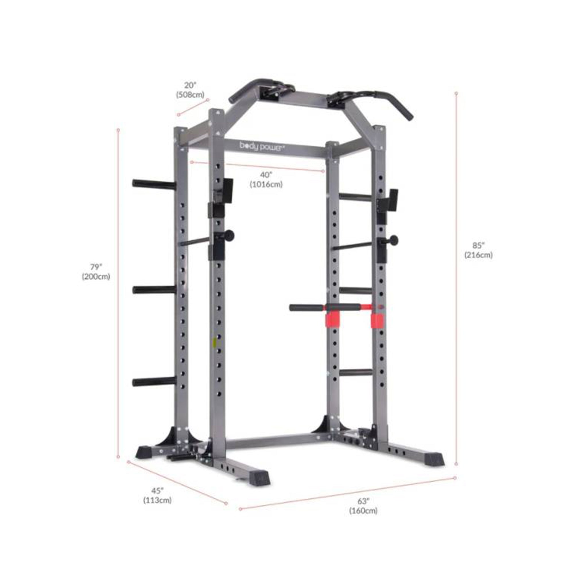 Body Flex Sports Body Power Rack Cage Workout Station w/ Floor Mount (Open Box)