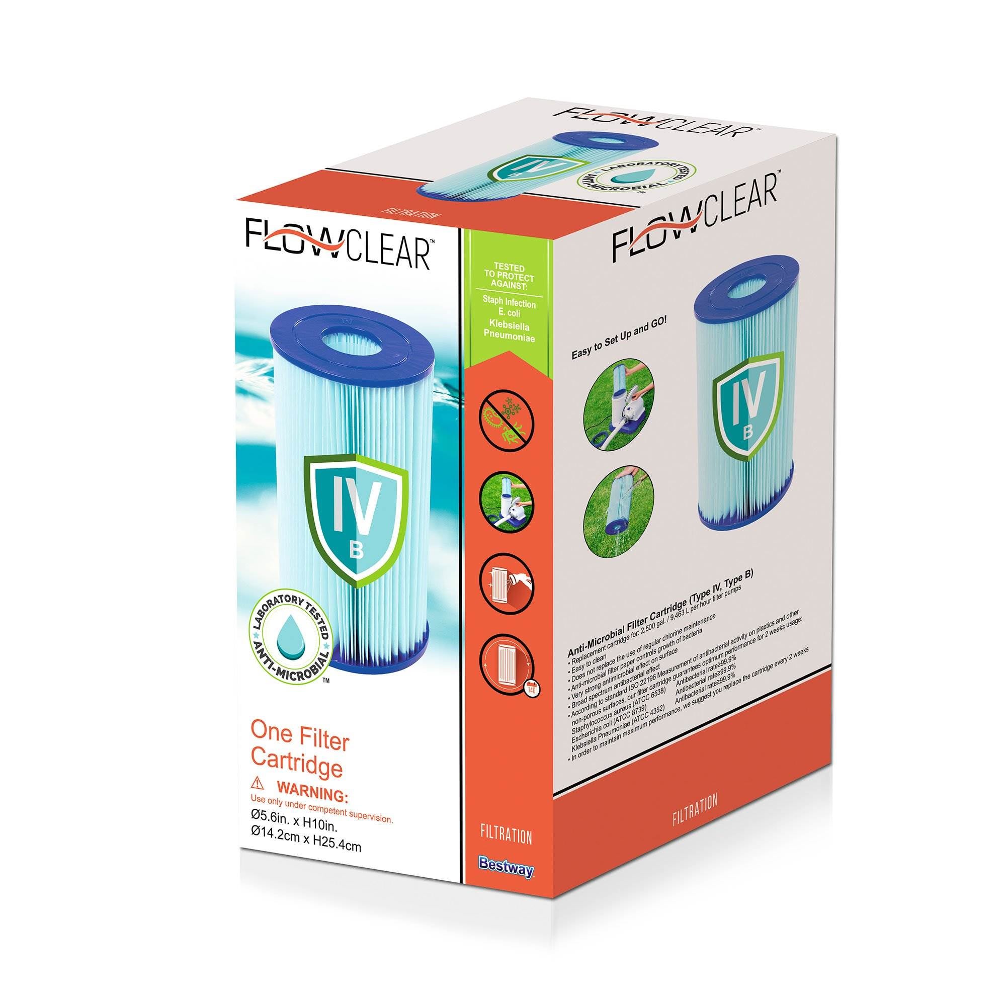 Bestway 24' x 12' x 52" Above Ground Pool + Type IV/B Cartridges (6 Pack)